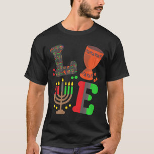 Love Happy Kwanzaa African Map Kinara Candles Men  T-Shirt