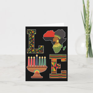 Love Happy Kwanzaa Decorations Africa Map Kinara C Card