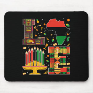 Love Happy Kwanzaa Decorations Africa Map Kinara C Mouse Pad