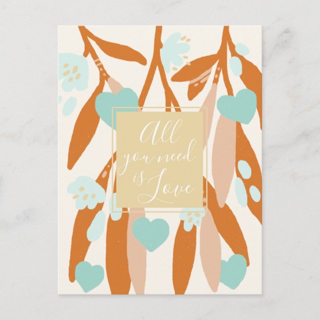 Love Happy Valentine's Day Hearts Branches Flowers Holiday Postcard (Front)