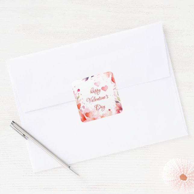 Love | Happy Valentine's Day Square Sticker (Envelope)