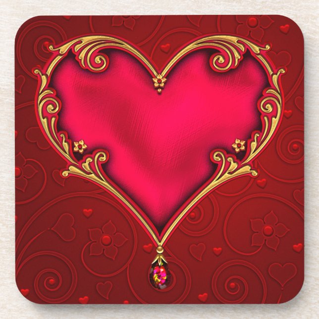 Love Hard Plastic coasters/cork back - set of 6 Coaster (Front)