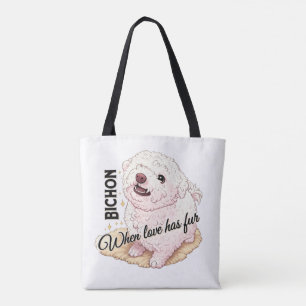 Love has Fur Bichon  Tote Bag