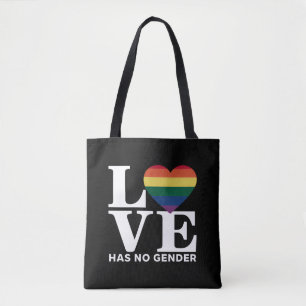 Love Has No Gender LGBTQ Rainbow Pride Month Tote Bag