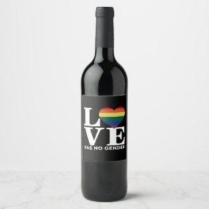 Love Has No Gender LGBTQ Rainbow Pride Month Wine Label