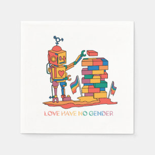 Love Has No Gender – Rainbow Wooden Robot Napkin