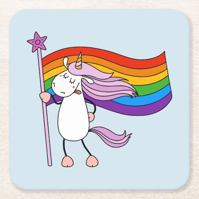Love Has No Limits Unicorn Square Paper Coaster (Front)