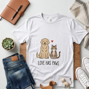 Love Has Paws   Cute Minimalist Dog and Cat Illust T-Shirt
