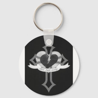 Love Heals Surely - Black & White Key Ring