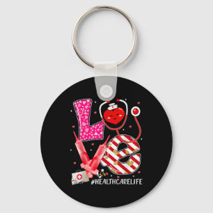 Love Healthcare Worker Nurse Cute Heart Valentines Key Ring