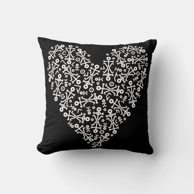 Love Heart 2012 Icon Black And White Cushion (Front)