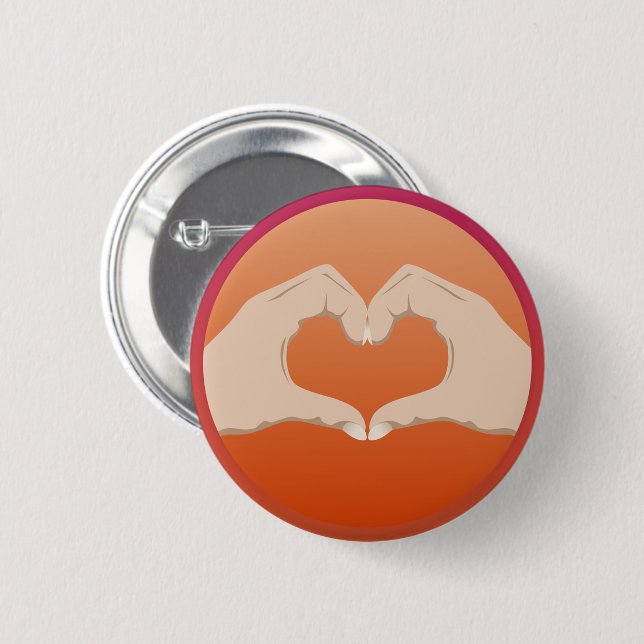 Love Heart  6 Cm Round Badge (Front & Back)