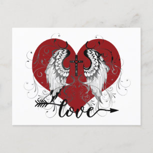 Love heart and cross valentine postcard
