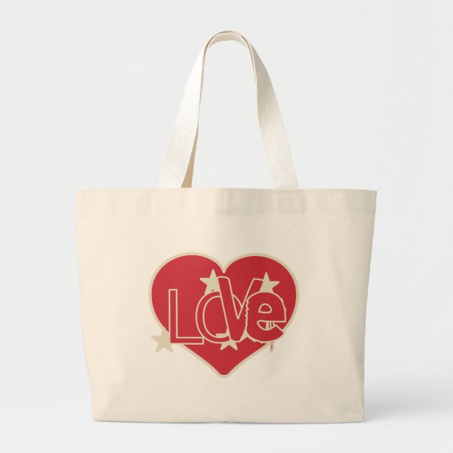 Love Heart and Stars Large Tote Bag (Front)