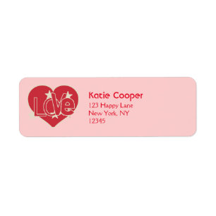 Love Heart and Stars Return Address Label
