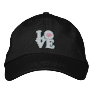Love Heart And Text Embroidered Hat