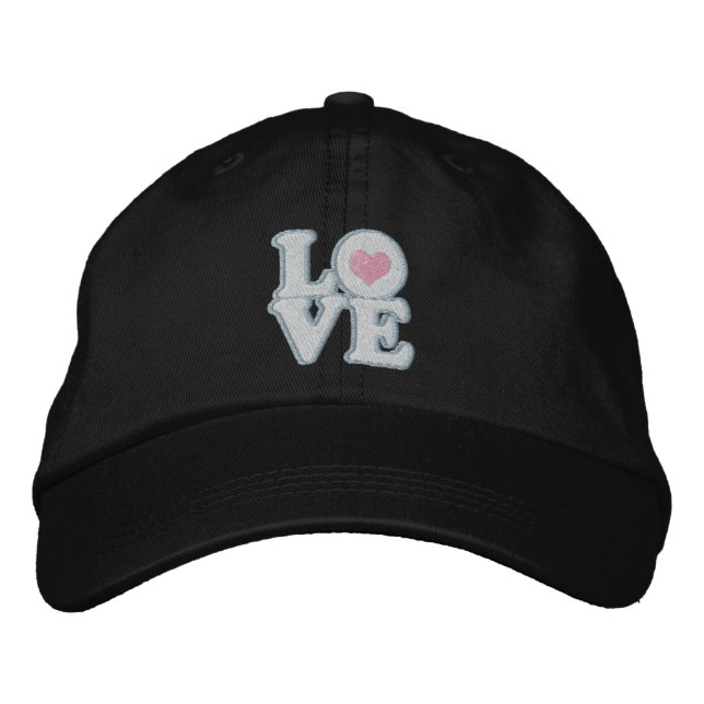 Love Heart And Text Embroidered Hat (Front)