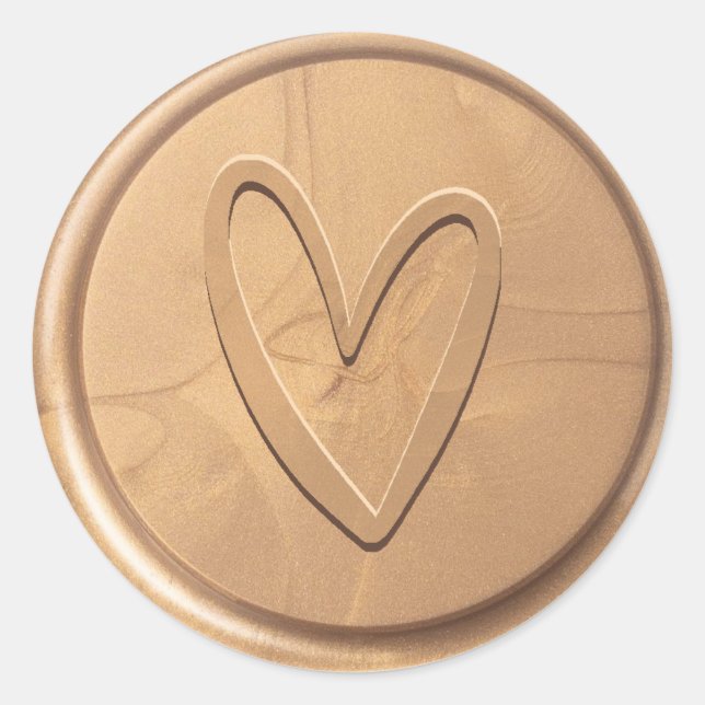 Love Heart Antique Gold Wax Seal Sticker (Front)