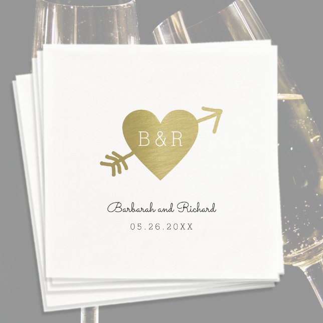 Love heart arrow and names, wed personalized napkin (Creator Uploaded)