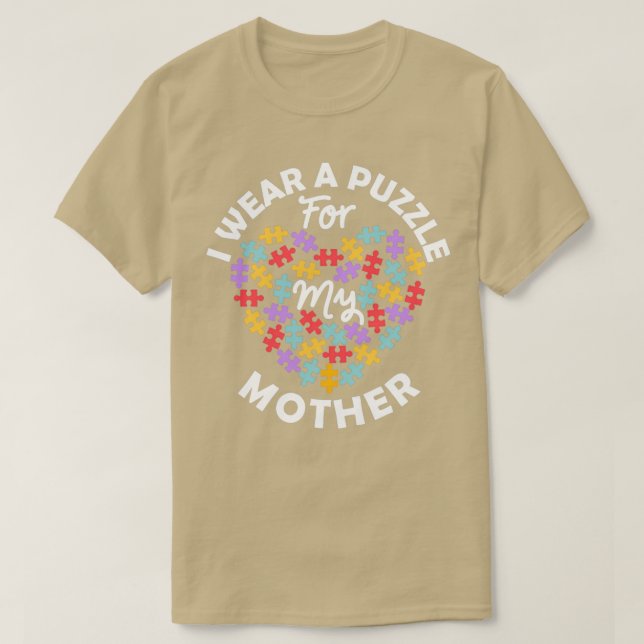 Love Heart Autism Awareness I Wear A Puzzle Mother T-Shirt (Design Front)
