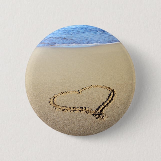 Love Heart Beach 6 Cm Round Badge (Front)