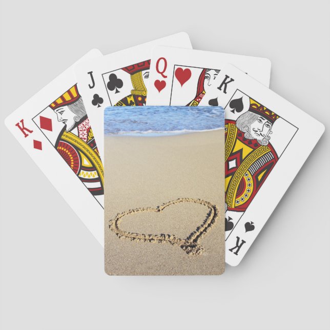 Love Heart Beach Playing Cards (Back)
