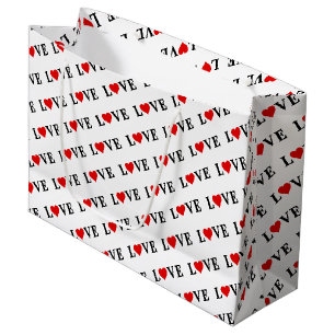 LOVE Heart Black and White Modern Chic Elegant Large Gift Bag
