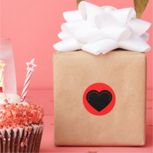 Love Heart Black Valentine's Classic Round Sticker