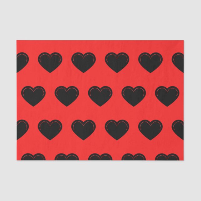Love Heart Black Valentine's Tissue Paper (Front)