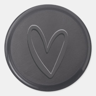 Love Heart Black Wax Seal Sticker