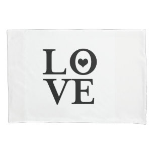 Love Heart Black & White Modern Chic Pillowcase