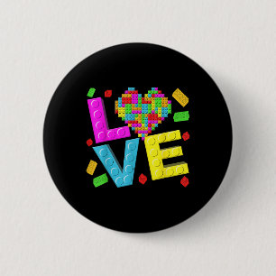 Love Heart Block Brick Building Valentine Master B 6 Cm Round Badge