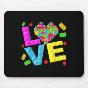 Love Heart Block Brick Building Valentine Master B Mouse Pad