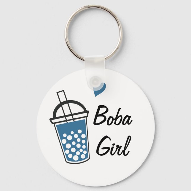 Love Heart Boba Girl Custom Novelty Key Ring (Front)