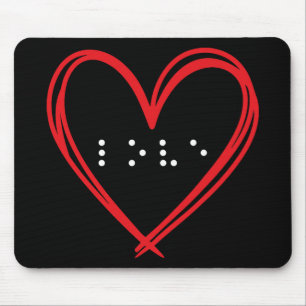 Love Heart Braille Alphabet Braille Language Brail Mouse Pad