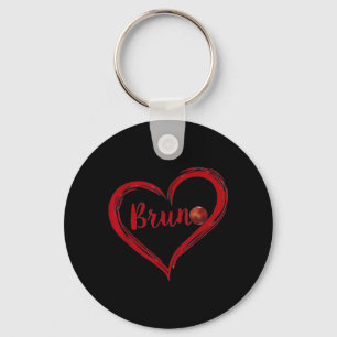 Love Heart Bruno First Name Personalised for Men Key Ring