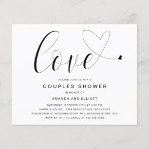 Love Heart Budget Couples Shower Invitation Flyer