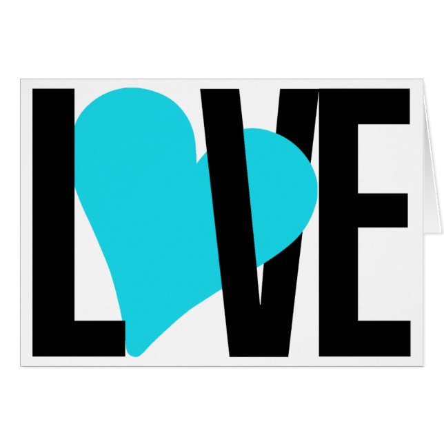Love & Heart Card (Blue) (Front Horizontal)
