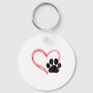Love Heart Cat Dog Paw Print, Pet Gifts For Valent Key Ring