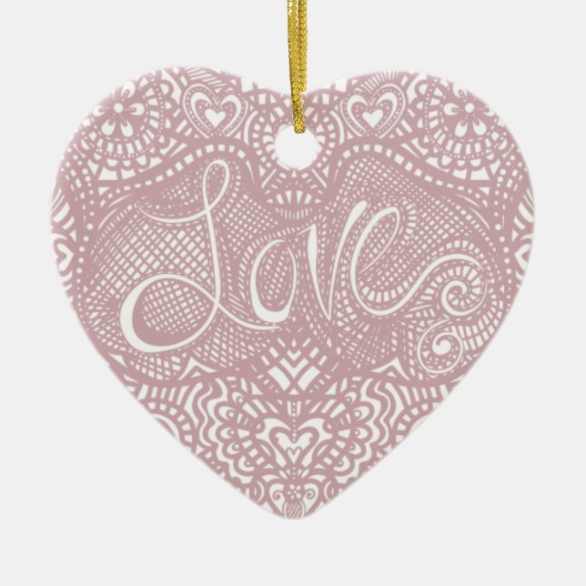 Love Heart Ceramic Tree Decoration (Front)