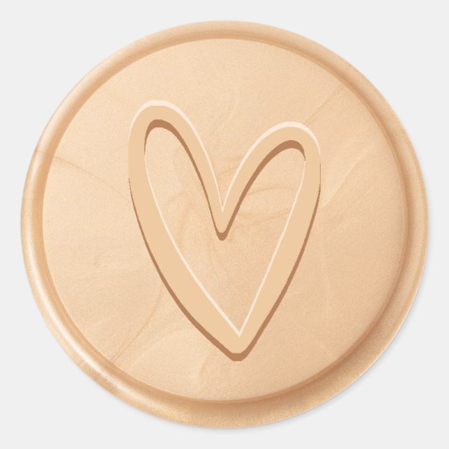 Love Heart Champagne Wax Seal Sticker (Front)