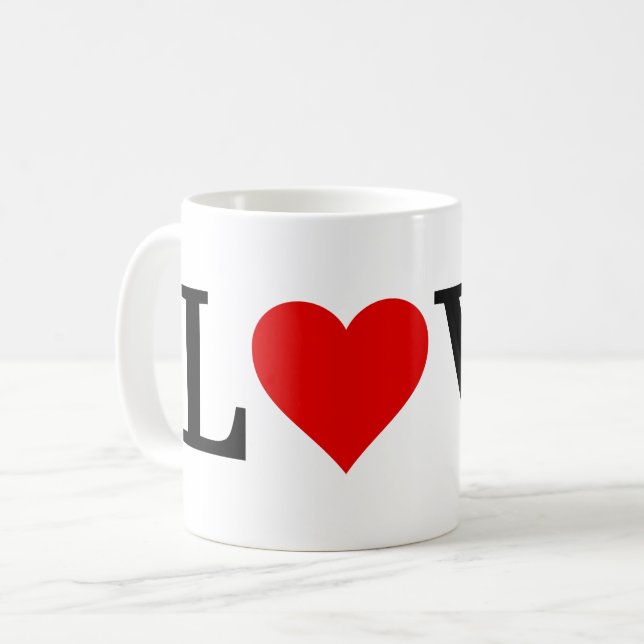LOVE Heart Classic Simple Elegant Coffee Mug (Front Left)