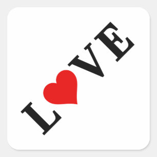 LOVE Heart Classic Simple Elegant Square Sticker