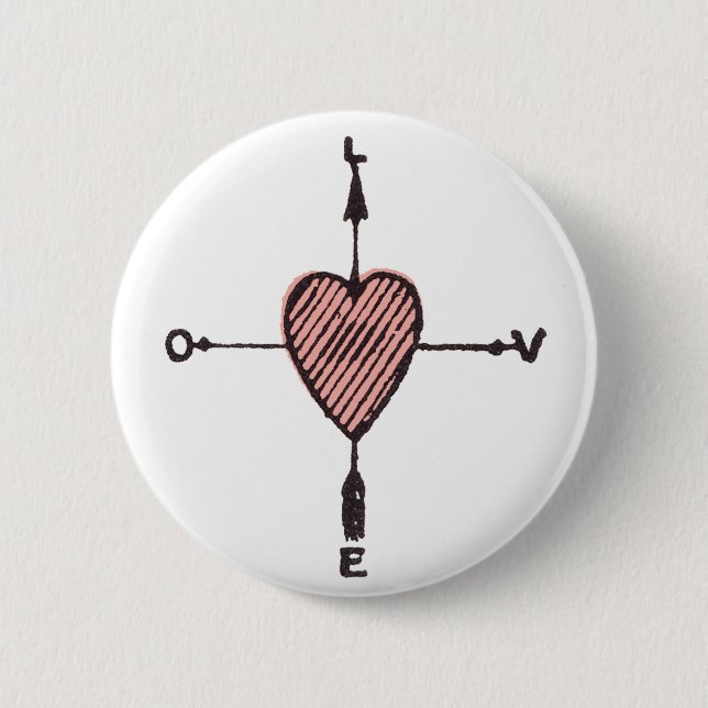 Love Heart Compass Button (Front)