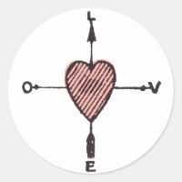 Love Heart Compass Sticker