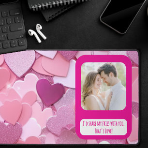 Love Heart Confetti Share My Fries Desk Mat