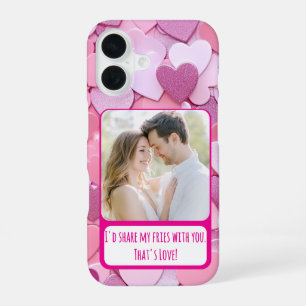 Love Heart Confetti Share My Fries iPhone 16 Case