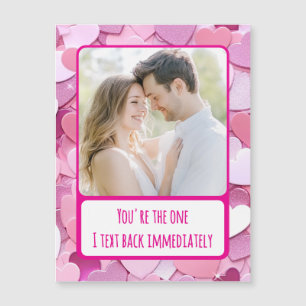 Love Heart Confetti Text Back Magnetic Card