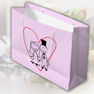 Love Heart Couple Wedding Large Gift Bag