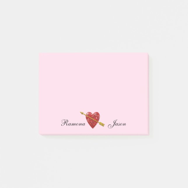 Love Heart Couples Names Post-it® Notes (Front)
